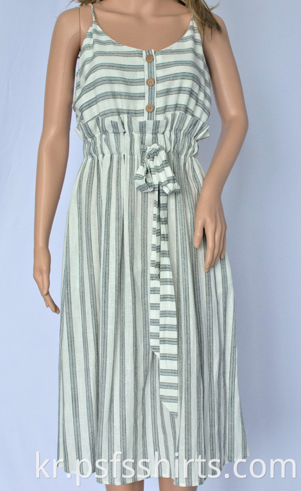 Women Strapless Striped Dress